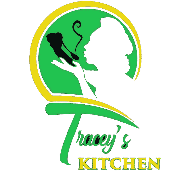 Tracey's Kitchen logo — a woman lifting a steaming bowl inside a green and gold ring